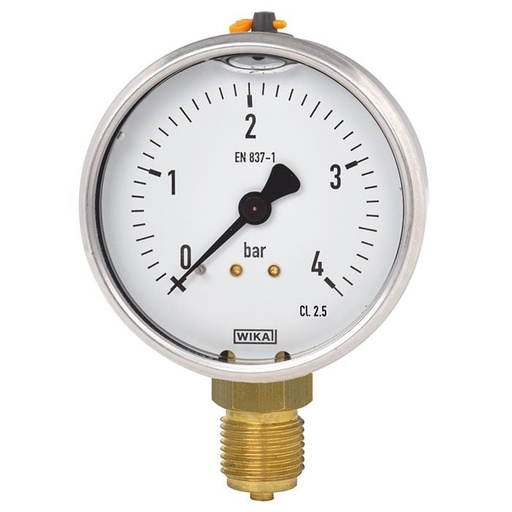 [52920859] Wika 113.53 Series Brass Liquid Filled Pressure Gauge, 0 to 5000 psi