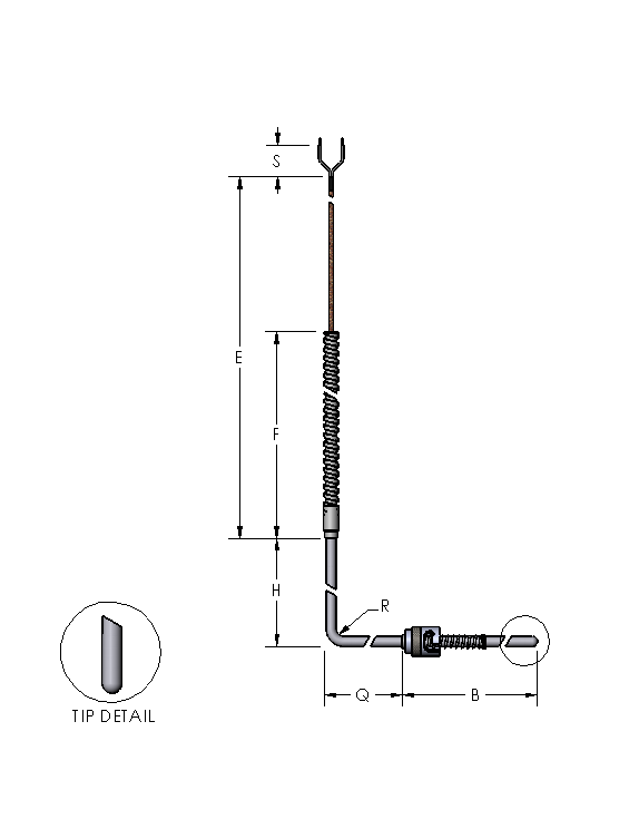 [2082-5007] Watlow Thermocouple Type J, Style 32, .188" Diameter, 8" Length