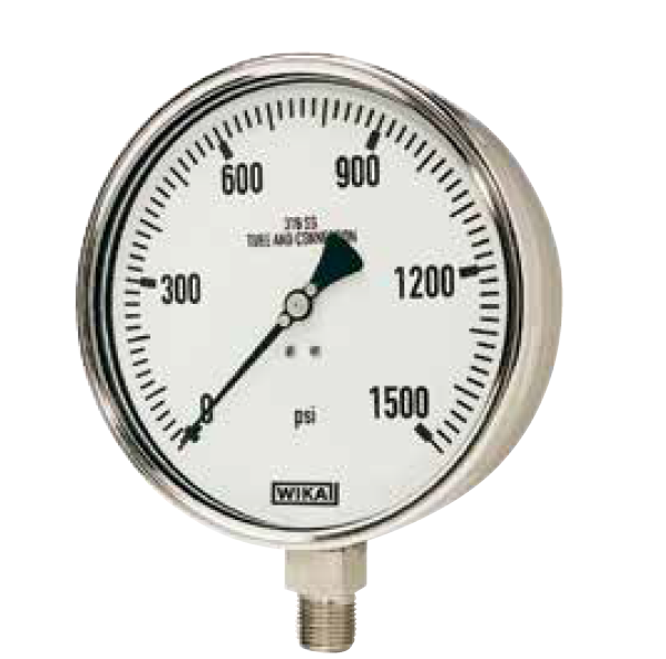 [57159696] Wika 233.50 Series 4" SS Pressure Gauge, 0 to 600 bar, G 1/2 B, LM, Glycerin Filled