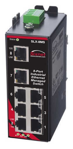 [SLX-8MS-1] SLX Series, 8-Port, Sixnet SLX-8MS Managed Industrial Ethernet Switch