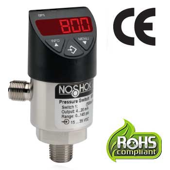 [800-2-2-200-2] NOSHOK 800 Series Digital Pressure Transmitter/Switch, (1) N/O or N/C, 4-20mA, 0-200 PSI RANGE, 1/4"MNPT, M12 x 1 4 Pin Connection