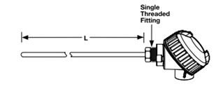 [2181-4266] Watlow Type J Thermocouple, 12" Length with Cast Iron Head, with