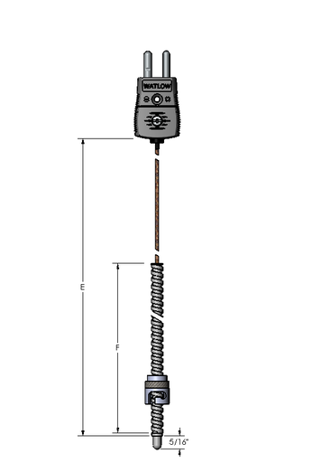 [2183-1206] Watlow Style 12 Termocouple, Type "J", 12Djkgb144D, 144Inch