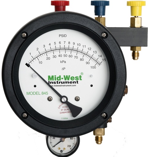 [845-3] Mid-West Backflow Test Kit, 3-Valve w/Case and Fittings