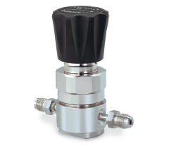 [64-2641KRM10] High Purity Pressure Reducing Regulator, 316SS Electropolish 0-60 PSIG Outlet, PCTFE Seat, Inlet/Outlet Port 1/4" Male Swivel, Max Inlet 3500 PSIG