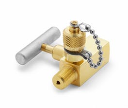 [QTVF-000B-2F-2F] Shut-off valve - 1/4" Female NPT x 1/4" Female NPT with male QT test port, brass