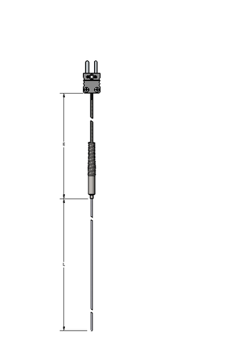 [2233-0220] Watlow AF Series Thermocouple, Type K, 0.063" Diameter, 157.5" Length, 1' Lead Wire, Standard Plug with Mating Connector