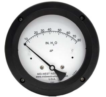 [142AC-08-W-A-A / 0-20 inH2O] Mid-West 142 SS Differential Pressure Gauge, 4.5" Dial, 0 to 3000 psig (0 to 20 inH2O), 1/4 NPTF End Mount, Wall Mounting Kit