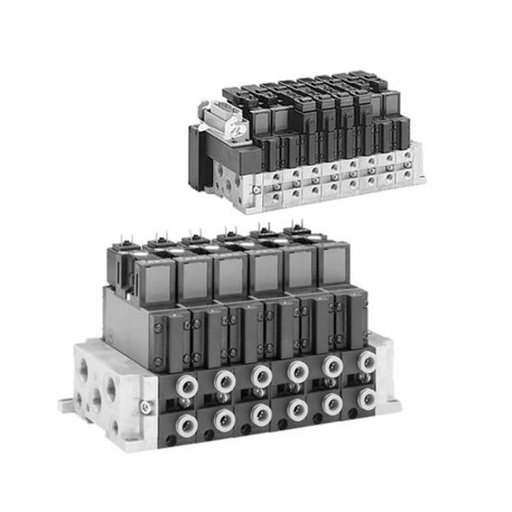 [820037202] AVENTICS CD02-AL Series Std Valve System (ISO 15407-1), Internal Pilot, 24 VDC, Manual Override w/o Detent, 2 Way - 3/2 NC/NC