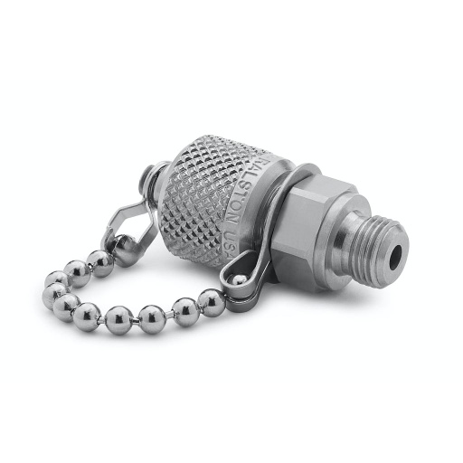 [QTFT-1MS0] 1/8" male NPT x male Quick-test, no check-valve, with cap and chain, S.S.