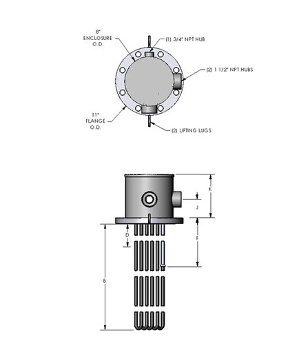 [FPN750R5XS] Watlow Flanged Circulation Heater, 6" 150LB