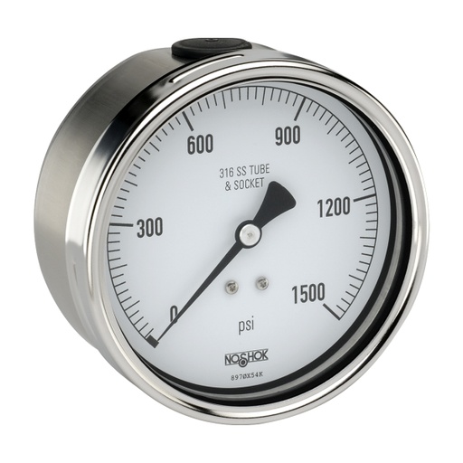 [40-510-6000-psi/kPa-1/4] 500 Series Stainless Steel Liquid Filled Pressure Gauge, 0 psi to 6,000 psi