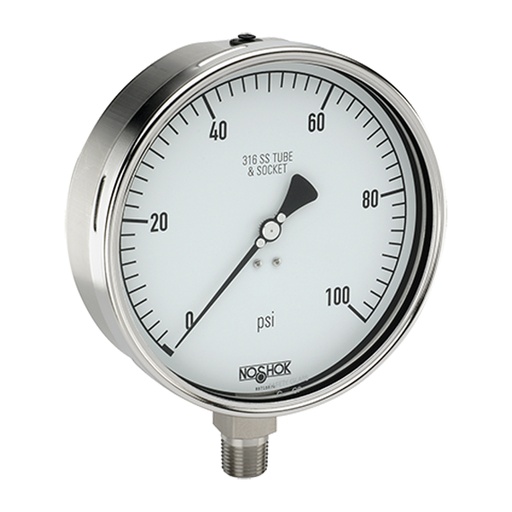 [60-500-6000-psi] 500 Series Stainless Steel Liquid Filled Pressure Gauge, 0 psi to 6,000 psi
