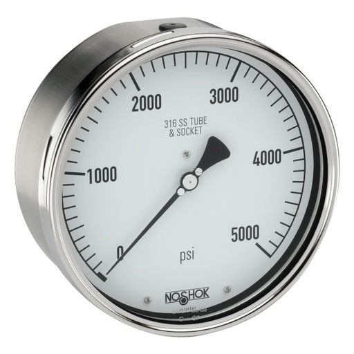 [60-510-5000-psi/bar-SSFF] 500 Series Stainless Steel Liquid Filled Pressure Gauge, 0 psi to 5,000 psi, 304SS Front Flange