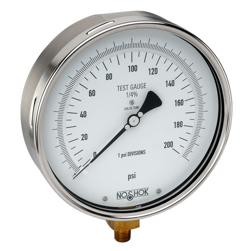[60-800-1000-psi-SSRF] 800 Series Precision Test Pressure Gauge, 0 psi to 1,000 psi, 304SS Rear Flange