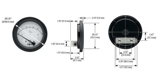 [45-1012-P50-A3A-1-3] 1000 Series Differential Gauge, 0 psid to 50 psid