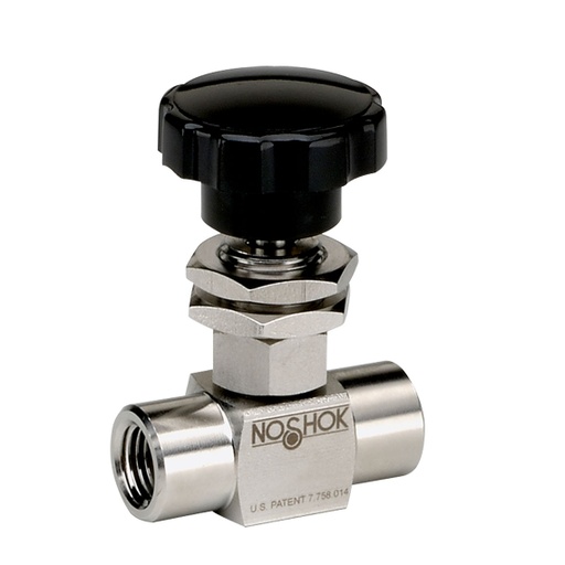 [102-FFS-PM2-HL4] 100 Series Mini, Hard Seat Needle Valve, 1/4" NPT, Female x Female, 316 SS, 0.172" Orifice w/Panel Mount and 1-3/8" Phenolic Handle