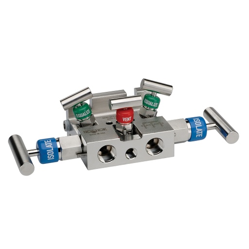 [5530-MMS-FP] 5530 Series 5-Valve Natural Gas Manifold Valve, Soft Seat, Flange x Flange, 316 SS, Flare Pattern, 0.375" Orifice
