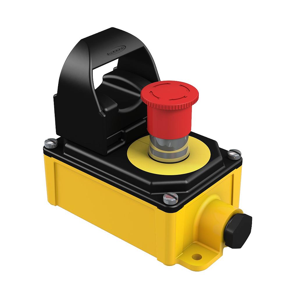 [18159] E-STOP Button Metal 2NC Legend OTB in BENC Enclosure with Euro 8-Pin QD (SSA-EBM-02EB1Q8OTBB)