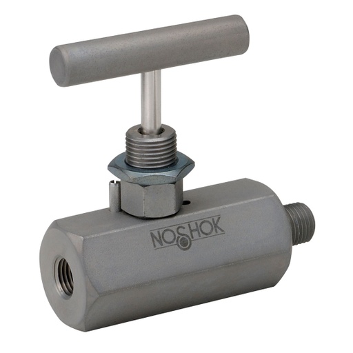 [402-FFC-PM2] Needle Valve, Hard Seat, 1/4 NPT Female - 1/4 NPT Female, Steel, 0.187" Orifice, Panel Mount (2 nuts)