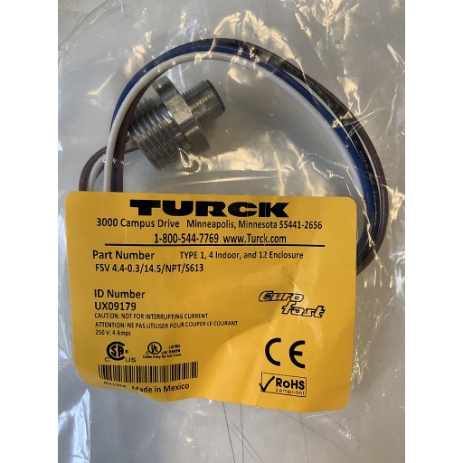 [U-16532] Turck Actuator and Sensor Receptacle, Front Mount (FSV 4.4-0.5/14.5/NPT/S613)