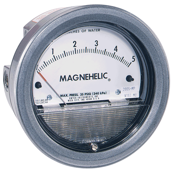 [2005-ASF-AHU2-VIT] MAGNEHELIC GAGE, 4.5"DIAL, 0-5" WATER COLUMN, 1/8"NPT FEMALE , ADJUSTABLE SIGNAL FLAG, MOUNTING PLATE WITH A481 KIT, FLUOROELASTOMERS