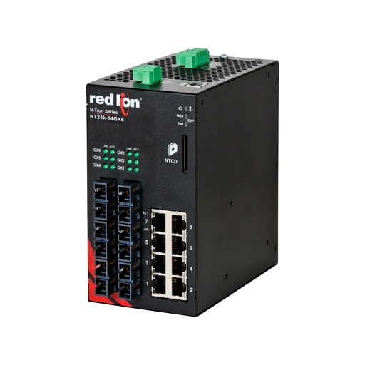 [NT24k-14GXE6-SC-40-PT] NT24k Series, 14-Port, N-Tron NT24k®-14GXE6 Managed Gigabit Ethernet Switch, SC 40km PTP Enabled