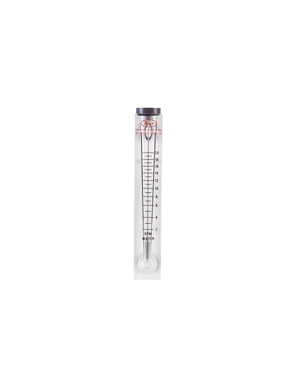 [VFC-143-EC] Visi-Float Acrylic Flowmeter, 5" Scale, 2-20 GPM, 1" FNPT End Connection