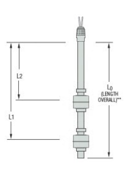[W1087837] Gems LS-800, 1/2" NPT Mount, 32" Length, L1=30", L2=24" (LS-800-1-SS-SS-SPST-020-GR1-2)