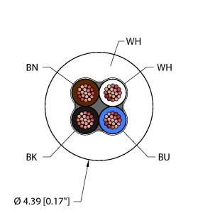 [RF51359] Turck Washdown Cable, Reelfast™ Bulk Cable (WHT,TPV,4X22)