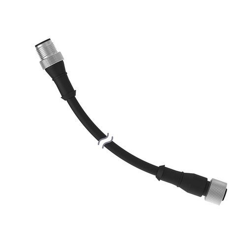 [812099] Double-Ended M12 Cable 3 m. 4-pin Straight Female; 4-pin Straight Male. 3 m 4x22 PVC Black. Nickel-Plated Brass Coupling Nut(s)