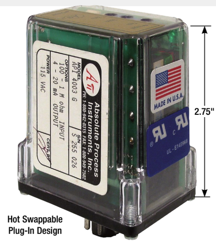 [API 4003 G I D] API 4003GI Series Potentiometer Input to DC Transmitter, Fully Isolated, 9-30VDC Power