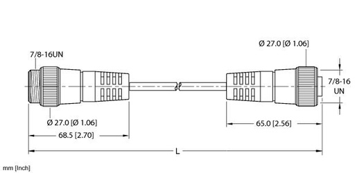 [U-41812] Turck Actuator and Sensor Cordset, Extension Cordset (RSM RKM 36-2M/S3059)