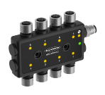 [813595] Banner R95C Series: 8 port Discrete IO-link Hub. 16 Inputs or 8 Inputs/8 Outputs (Configurable). IO-link Interface. 4-pin M12 QDs R95C-8B21-KQ
