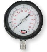 [765-042N] Dwyer Series 765 Process Gage with Dampened Movement, 4.5" Dial, 1/4"NPT Bottom Connection, 0.5% Accuracy, Safety Blow Out Back, 0-100PSI
