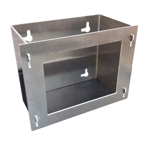 [HE-BRKT-100] Two-piece bracket with removable faceplate for use with Micro OCS X2/X4/X5. 4 hole pattern for panel backplate mounting in either portrait or landscape orientation.