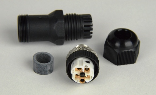 [HE200FWM100] Field wireable Plug - m12x5 A-coded Male.  Requires only wire strippers and screwdriver for field assembly