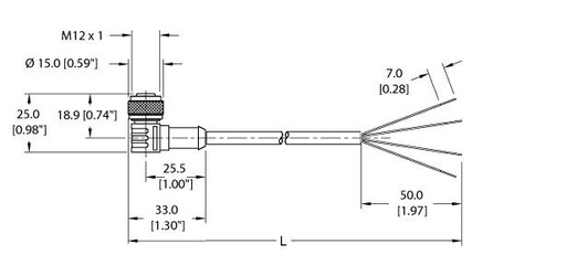 [U2427-1] Turck Actuator and Sensor Cordset, Connection Cable (WK 4.4T-25)