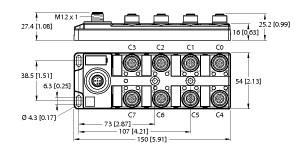 [100000881] Turck I/O hub for connection of digital signals to IO-Link master, 16 universal digital channels, PNP (TBIL-M1-16DXP-B)