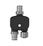 [813409] CSB1-M1240M1240M12M40 Splitter M12M to M12M and M12F connectors. 4-pin Non-Shielded IP67 AWG 22. Black PUR Cord Straight Connectors. Splitter Length: 0 m
