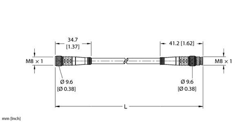[U2515-85] Turck Actuator and Sensor Cordset, Extension Cable (PKG 3M-0.5-PSG 3M)