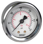 [76235840] Wika 213.53 Series Glycerin Filled Industrial Pressure Gauge, 2" Dial, 0 to 3000 psi (bar), 1/4 NPT Brass Back Mount