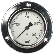 [76235832] Wika 212.53 Series Ready to Fill Pressure Gauge, 2.5" Dial, 0 ot 400 psi, 1/4 NPT Brass Back Mount, Front Flange Panel Mount