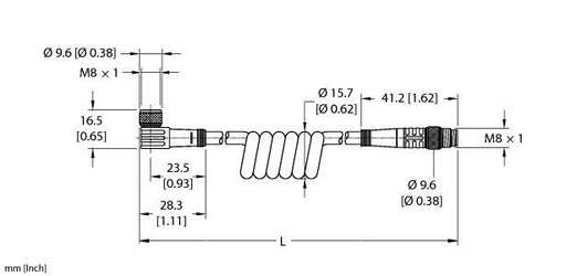 [U99-11115] Turck Actuator and Sensor Cordset, Extension Coil Cordset (PKW 4M-3-PSG 4M/S90-SP)