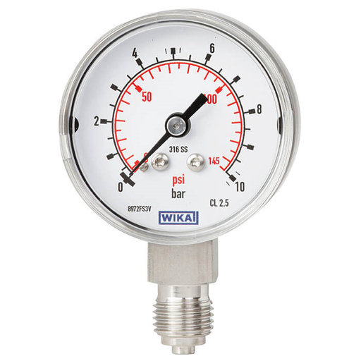 [131.11-A-PG310Z-NB-UZZEZZZZZ-ZZZ11J3ZD4FWZZR-UZZZZZZ211ZZ] Wika 131.11 Series 1.5" SS Dry Pressure Gauge, SS Wetted Parts