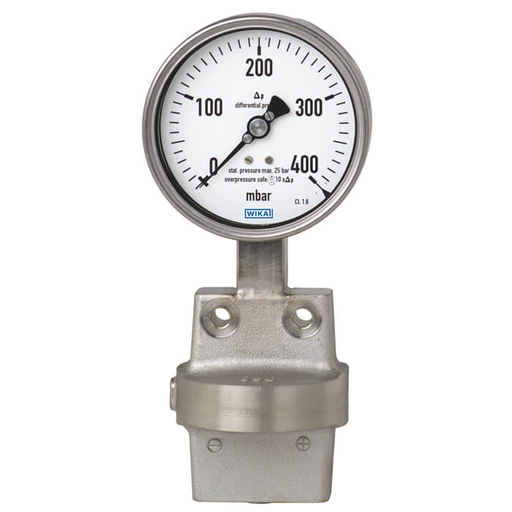Wika 73x.31 Series 4" Industrial Differential Pressure Gauge, All Welded, Solid Front, SS or Inconel Wetted Parts