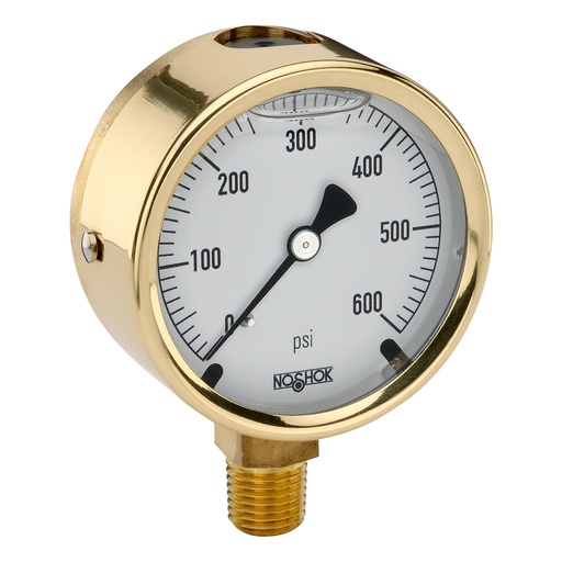 [25-300-160-PSI-SST] 300 Series Brass Case Liquid Filled Pressure Gauge, 0 psi to 160 psi