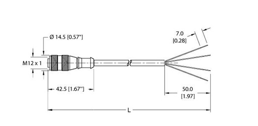 [U2181-50] Turck Actuator and Sensor Cordset, Connection Cable (RK 4.4T-50)