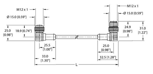 [U2431-2] Turck Actuator and Sensor Cordset, Extension Cable (WK 4.4T-4-WS 4.4T)