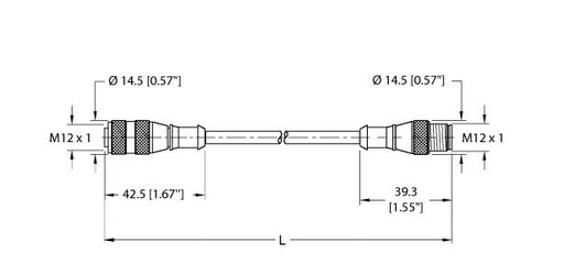 [U2173-5] Turck Actuator and Sensor Cordset, Extension Cable (RK 4.4T-4-RS 4.4T)